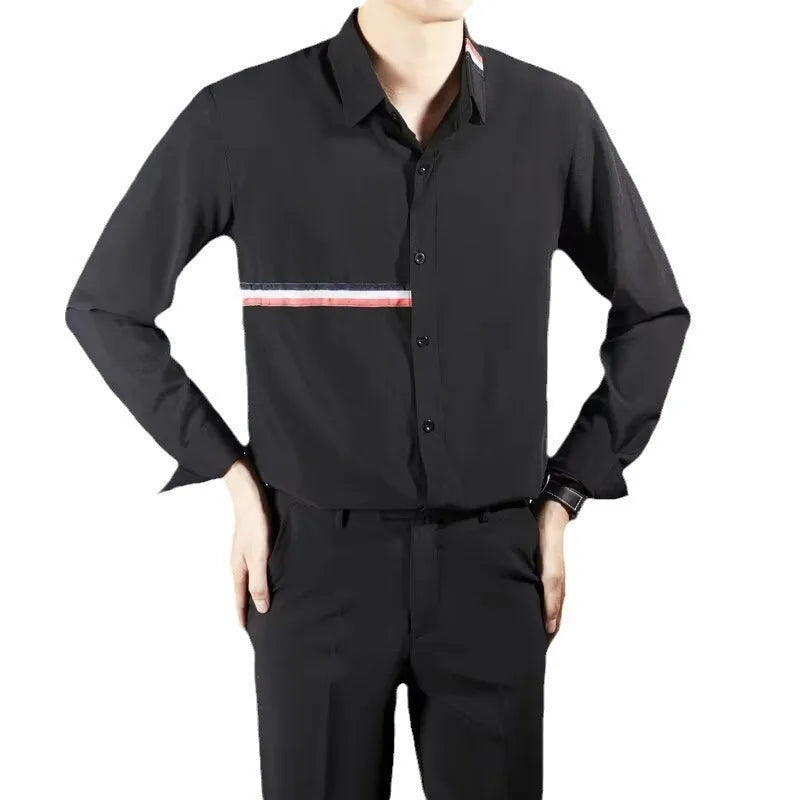 Hong Kong style ins loose cotton blend shirt in non-ironing fabric available in multiple colours and sizes