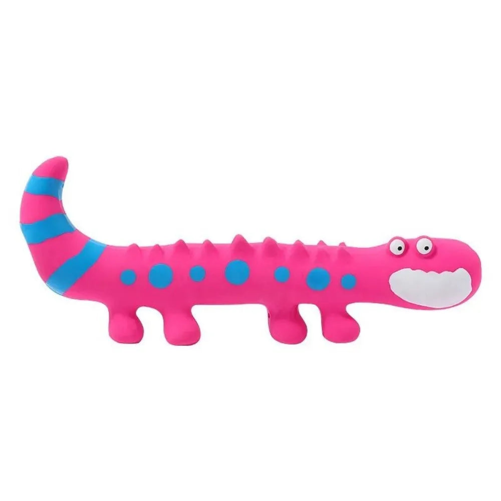 Squeaky latex lizard dog toy in green for small and medium dogs
