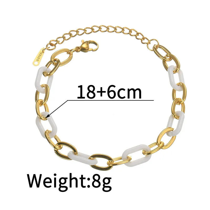 Women's stainless steel resin bracelet with a double-layer heart shape design.
