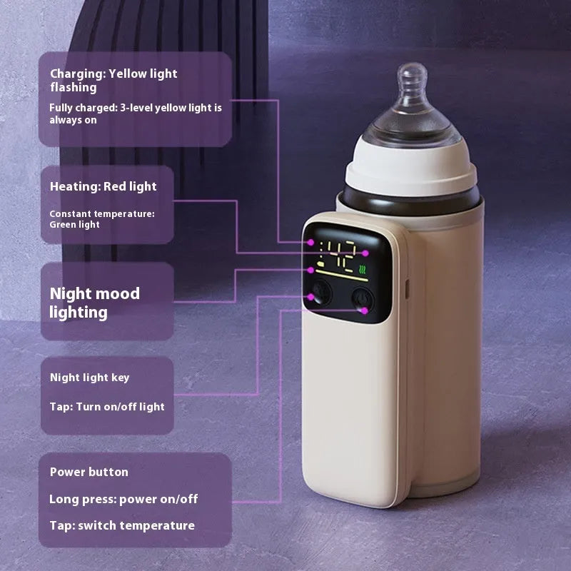Baby bottle insulation cover with heating function and 8000mAh fast charging battery