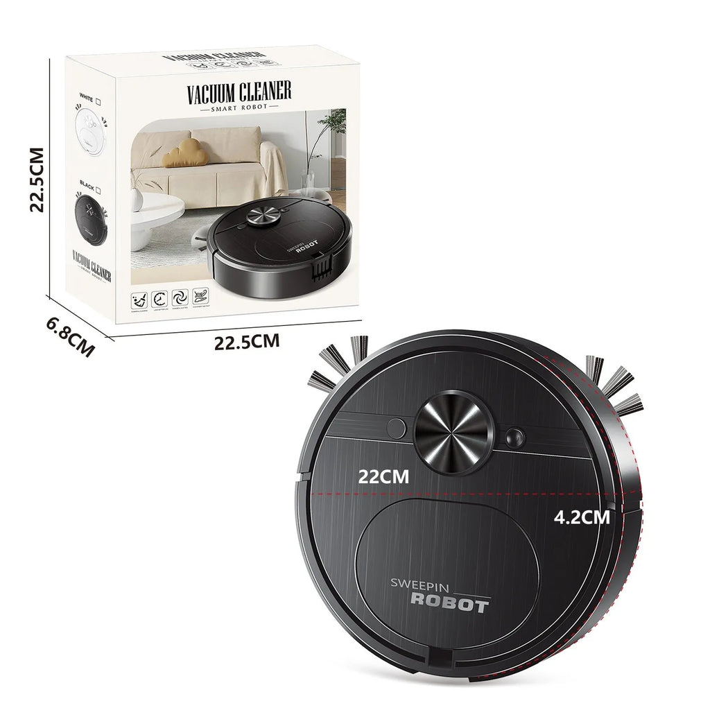 Black or white three-in-one USB charging robot vacuum cleaner with suction, sweeping, and mopping functions