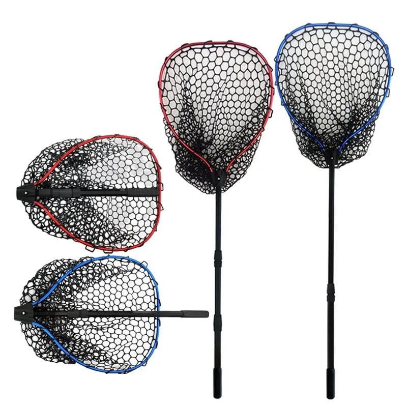 Luyada dip net with aluminum alloy telescopic rod extended to 162cm, red frame with black net pocket