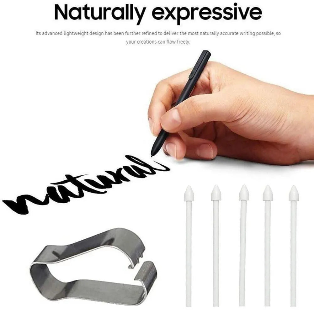Rotating stylus tip refill pack of 5 in black, white, and grey for Samsung S6 S7 N10 N20