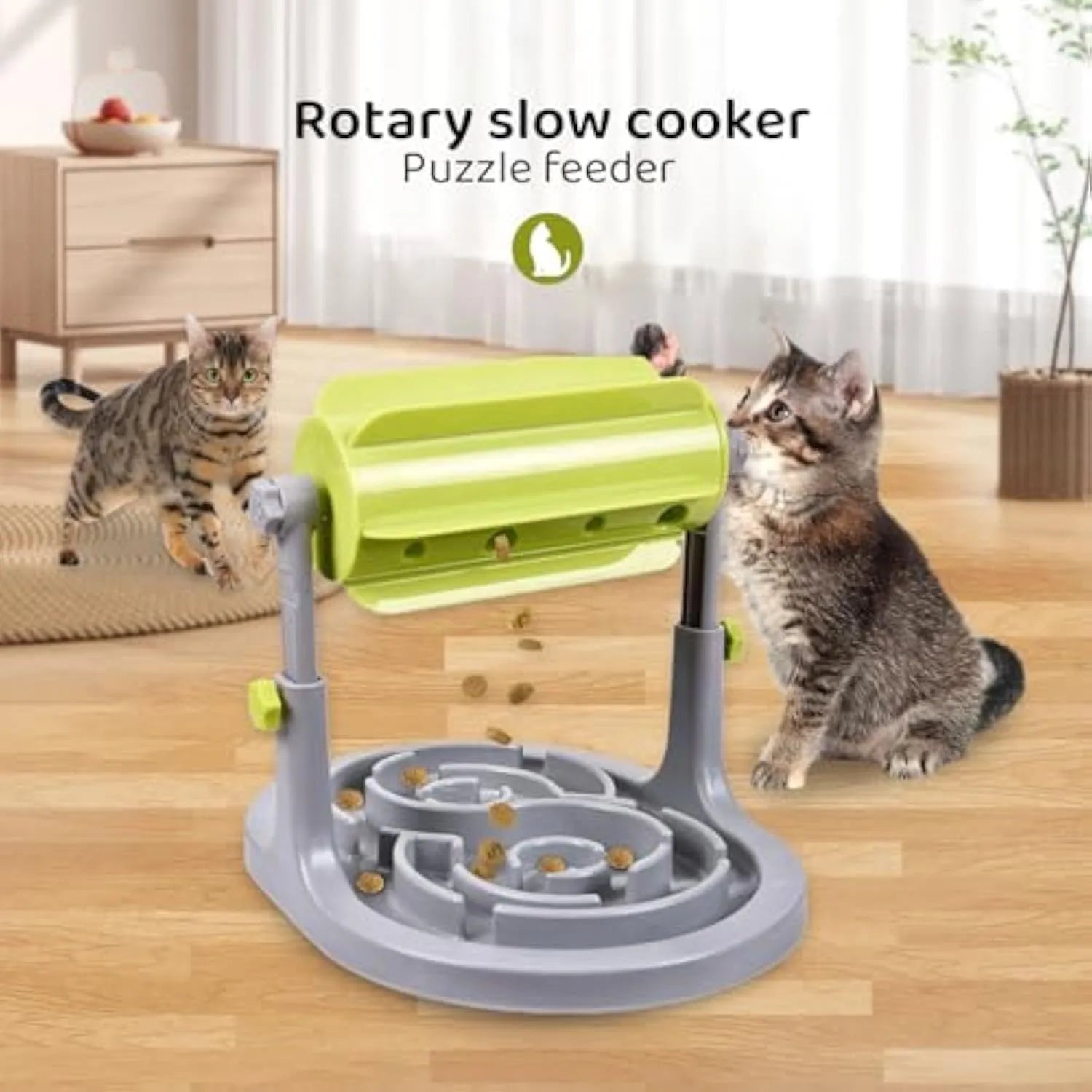 Adjustable height interactive pet slow feeder bowl with puzzle patterns in blue colour