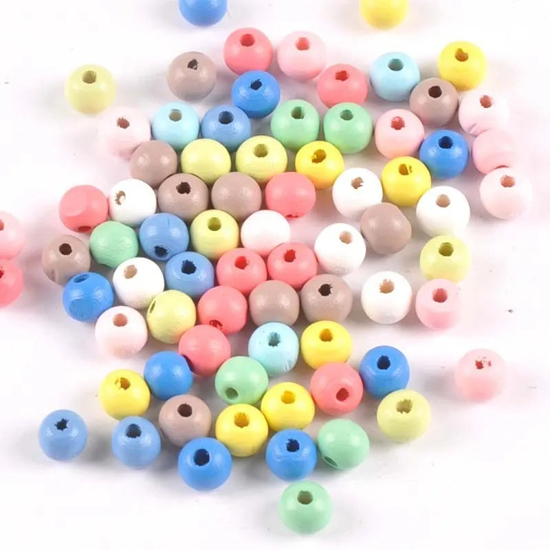Wood bead colour accessories in 8mm 10mm 12mm sizes, 100 pieces per pack