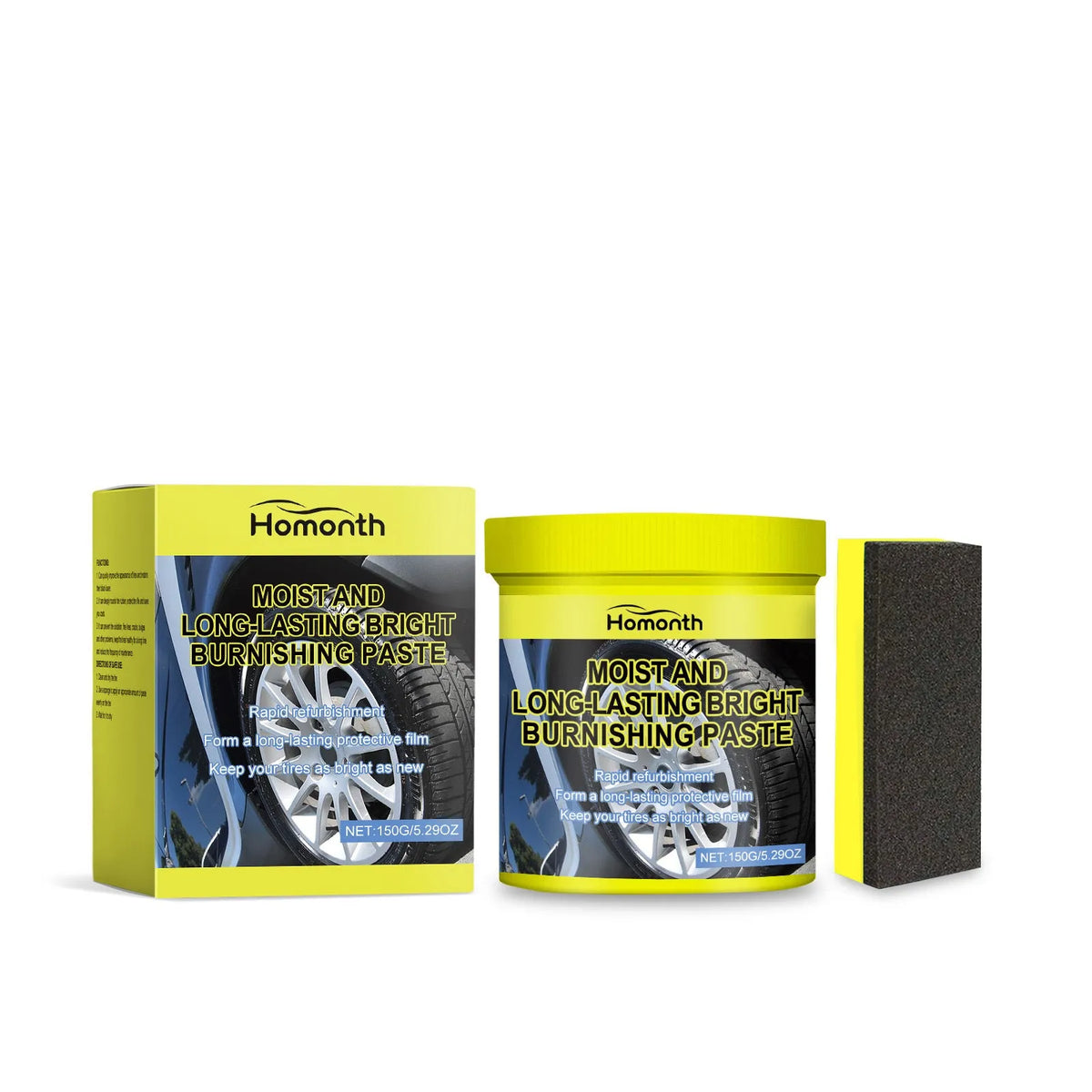 150g tyre maintenance coating paste tub with sponge applicator for car and motorcycle tyres