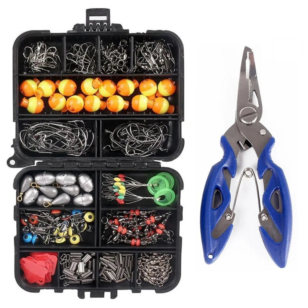 263-piece copper tube sinker fishing accessories set in orange and white with stainless steel and plastic parts