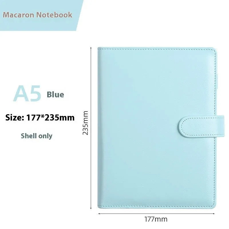 A5 PU leather zipper notebook shell in multiple colour options showing zipper closure and solid colour design