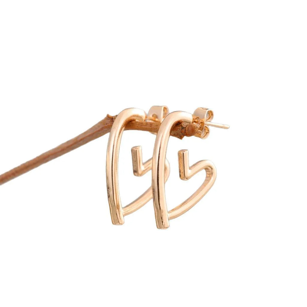 Golden love earrings for women simple cold style drop earrings minimalist alloy jewellery