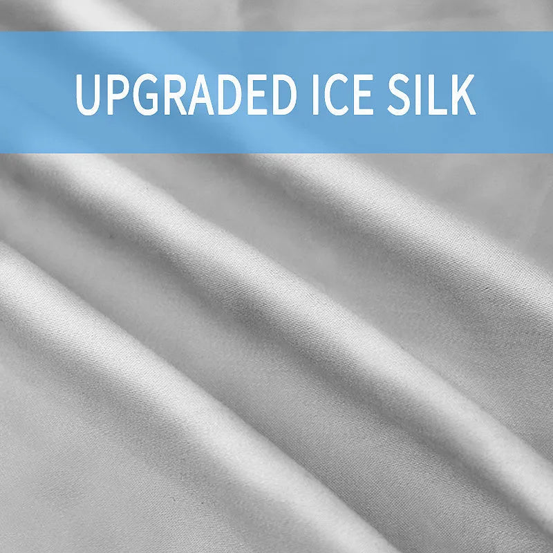 U-shaped pregnancy pillow in ice silk fabric shown in light blue colour, demonstrating its supportive shape.