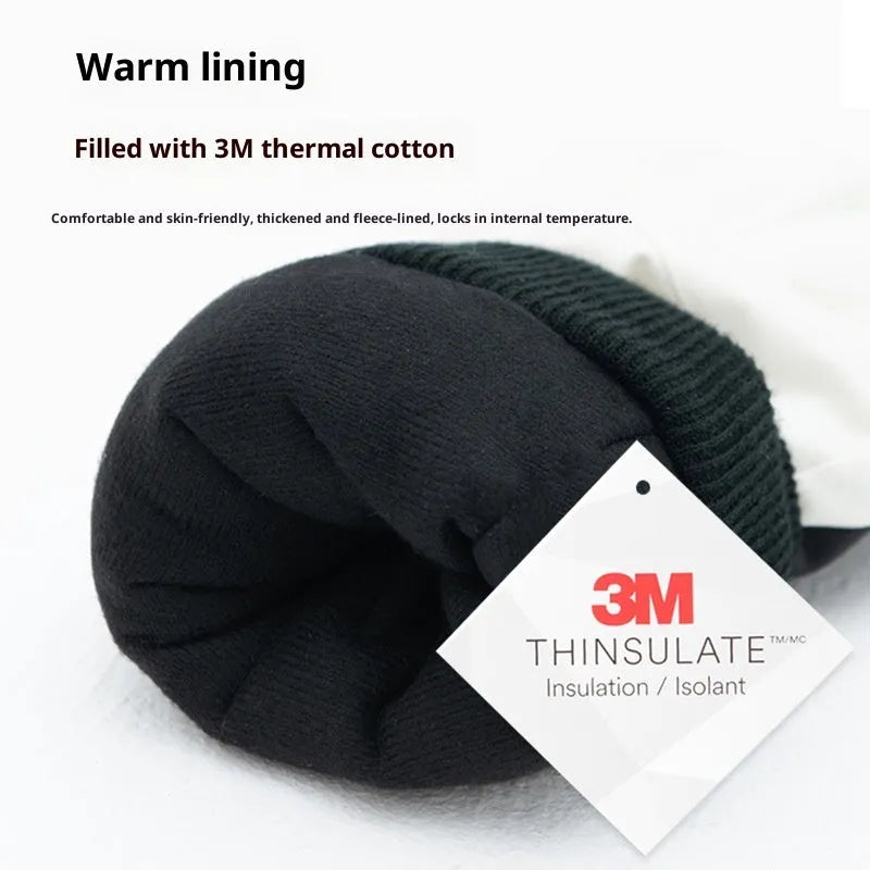 Pair of black waterproof touch screen ski gloves with non-slip palm for winter cycling or skiing