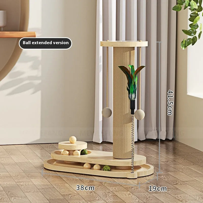 Solid wood cat scratching post with turntable in various colour and style options