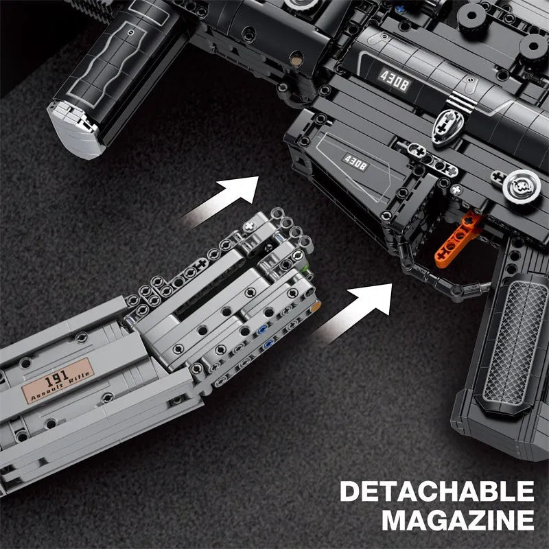 77025 assault rifle building block set for teenagers, small plastic particles, colour box packaging