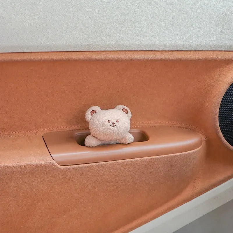 Fabric plush doll car console decoration in bear or rabbit cartoon designs