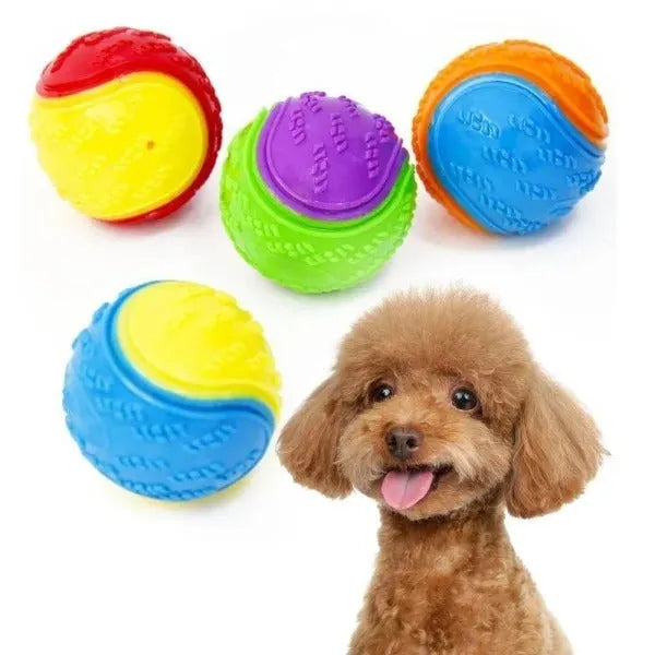 Dog Molar Long Lasting Ball TPR Toy – random colour rubber chew ball for pets