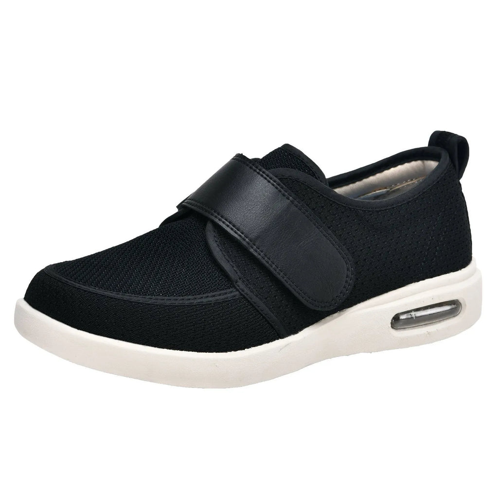 Men's Velcro casual shoes black mesh upper low heel round toe autumn winter footwear