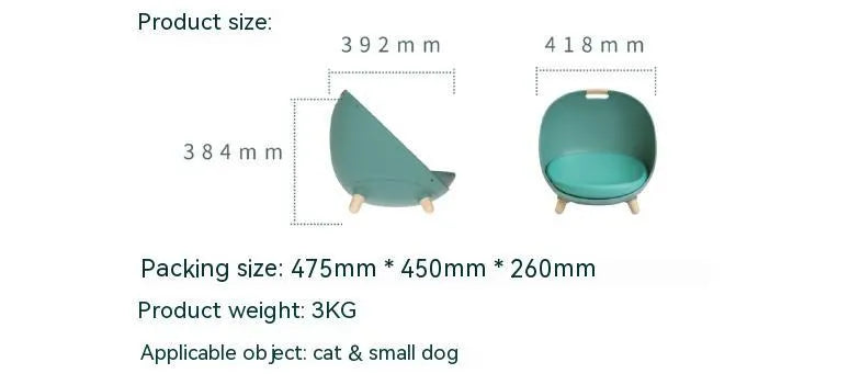 Plastic cat nest for small dogs in moss green colour, smooth surface and easy to clean