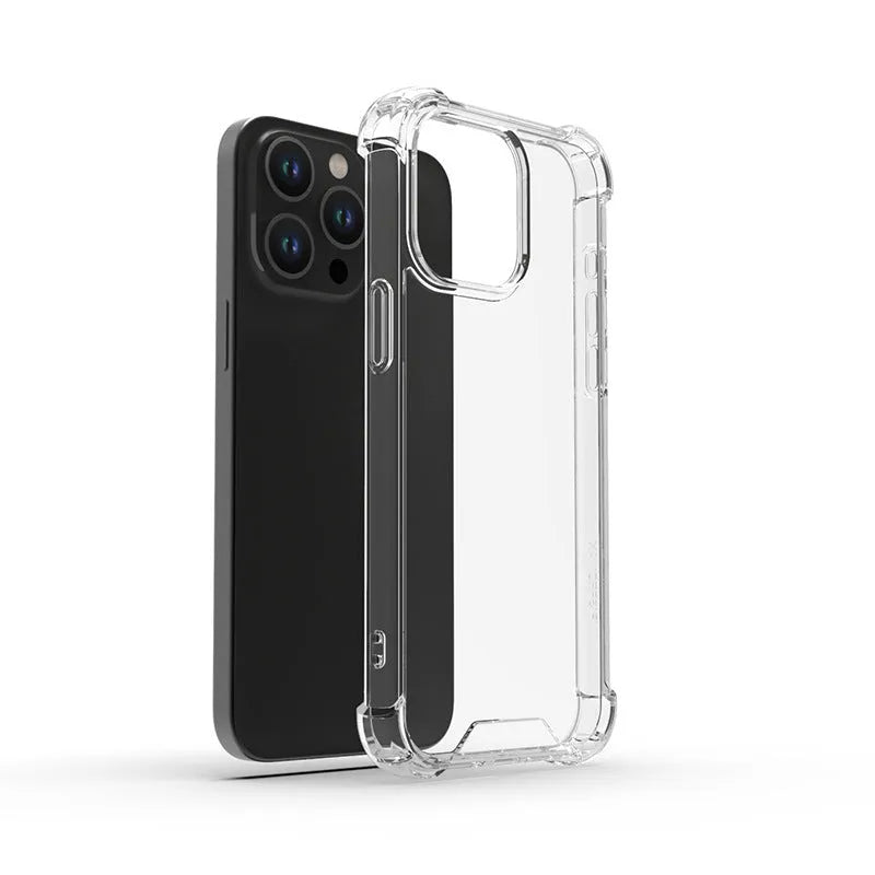 Transparent TPU PC anti-fingerprint phone case for iPhone 15 Pro Max with airbag corners