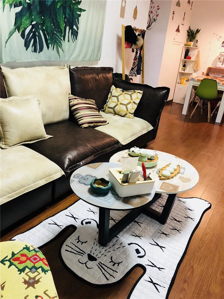 Cotton baby play mat in white tiger style, kids carpet available in 130x190cm or 100x140cm