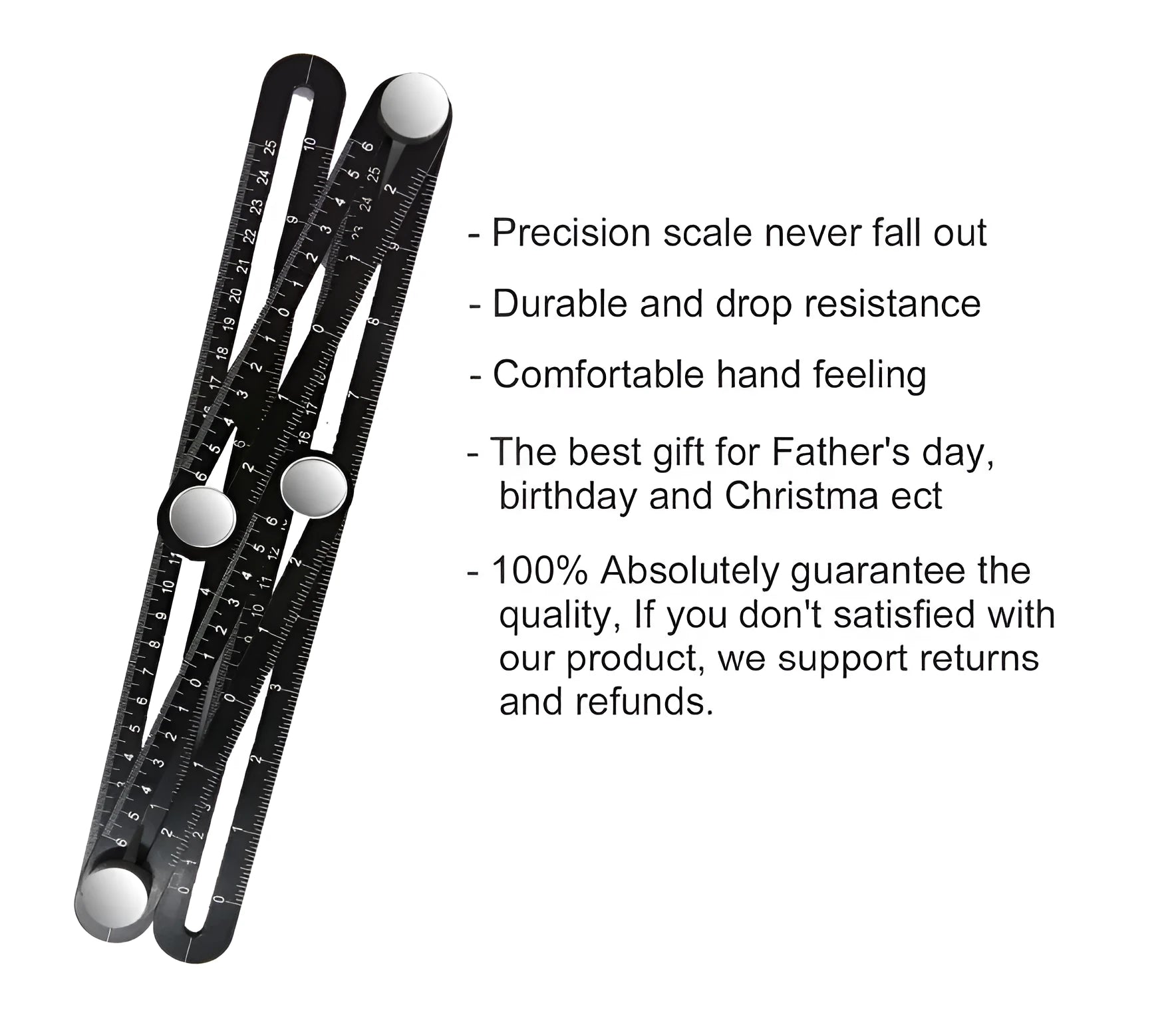 Aluminium alloy four-sided ruler with inch and centimetre markings used as a layout template tool