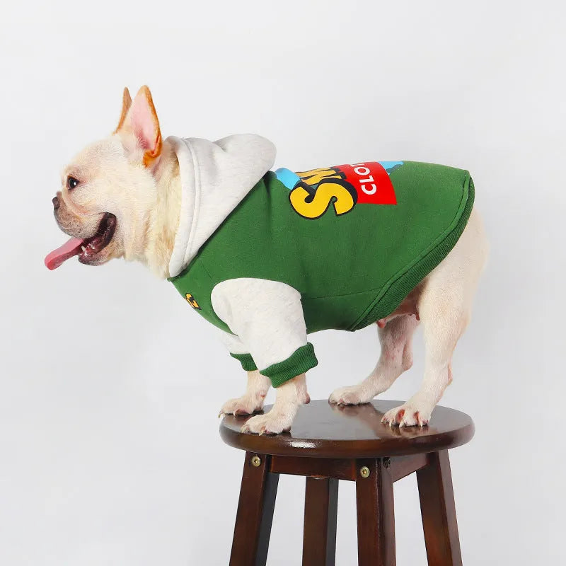 Green cotton dog clothing for autumn and winter in sizes L to 4XL