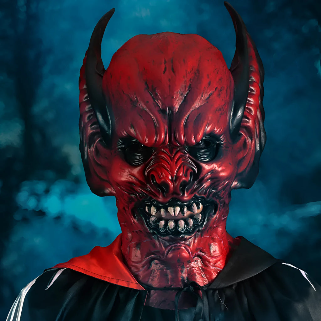 Red bat horror costume mask made from RP foam for Halloween dress-up.