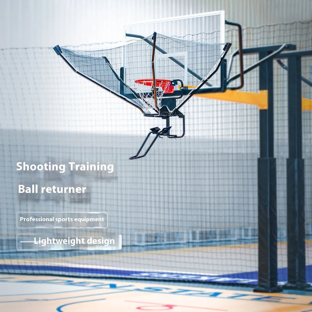Portable automatic basketball training ball return unit with cowhide leather and iron frame.
