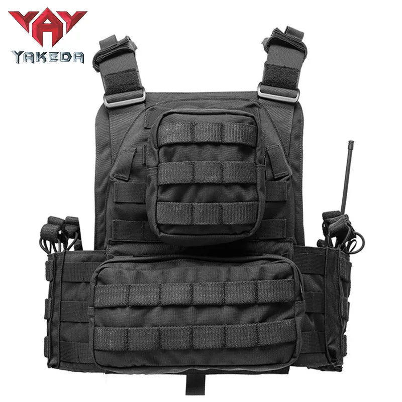 Outward quick dismantling 6094 tactical vest in black CP camouflage with adjustable waist and 1000D polyester construction for outdoor training