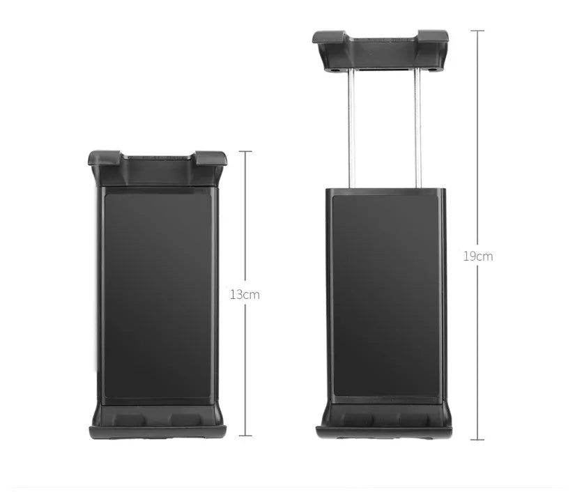 Universal car phone holder for back seat headrest with large collet, in black or black and red, for devices over 5 inches