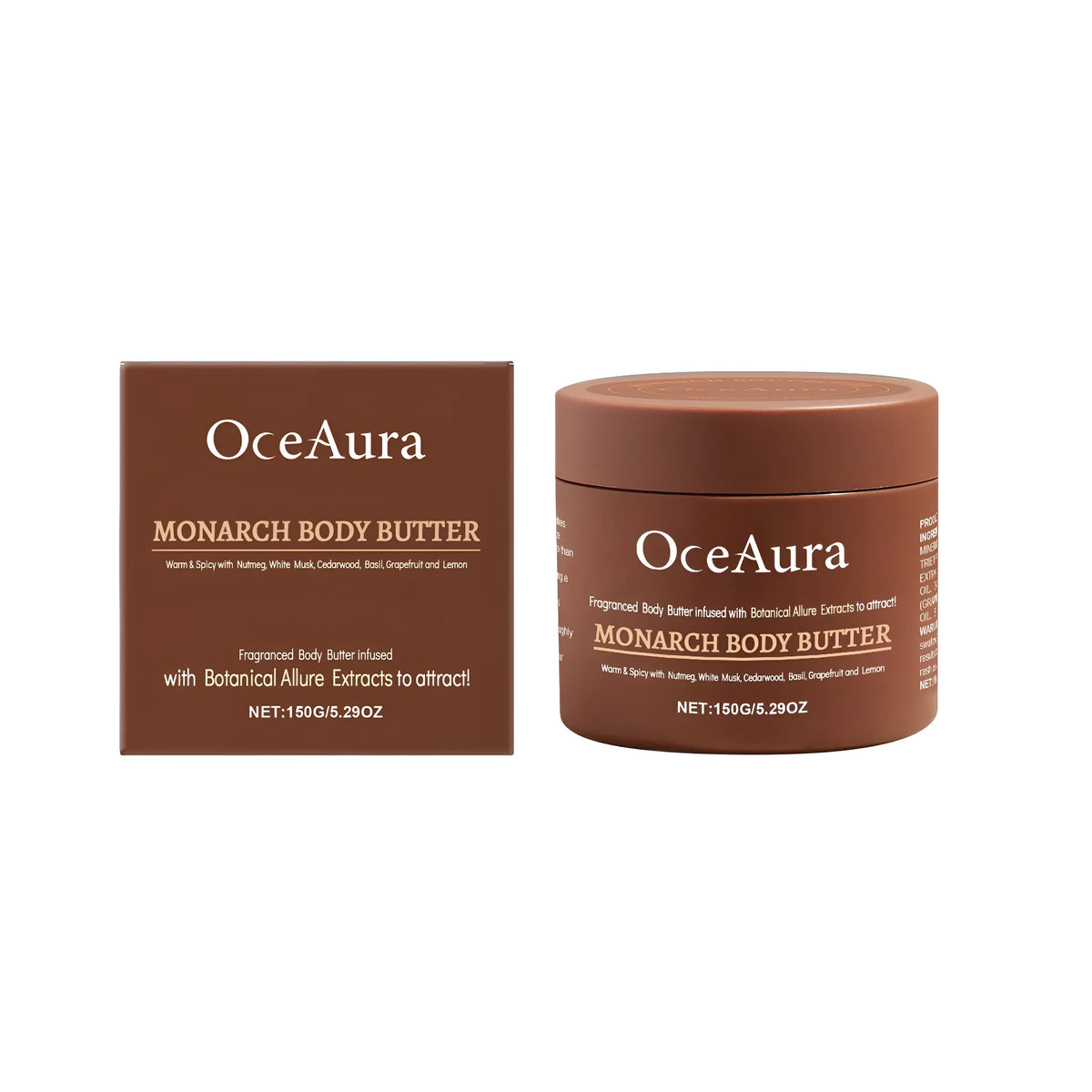 150g skin moisturizing cream with shea butter, glycerin, mineral oil and cedar, basil and citrus oils
