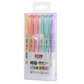 Hand-held counter with six fluorescent marker pens in plastic shell with double-ended tips