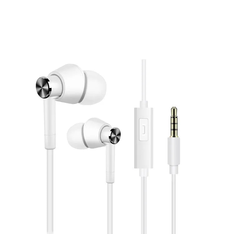 Black and white in-ear earphones with 3.5mm jack for computers and mobile phones