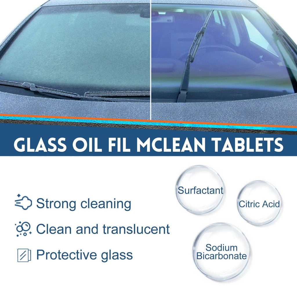 Box of 30 car oil-removing film cleaning effervescent tablets for windscreen maintenance