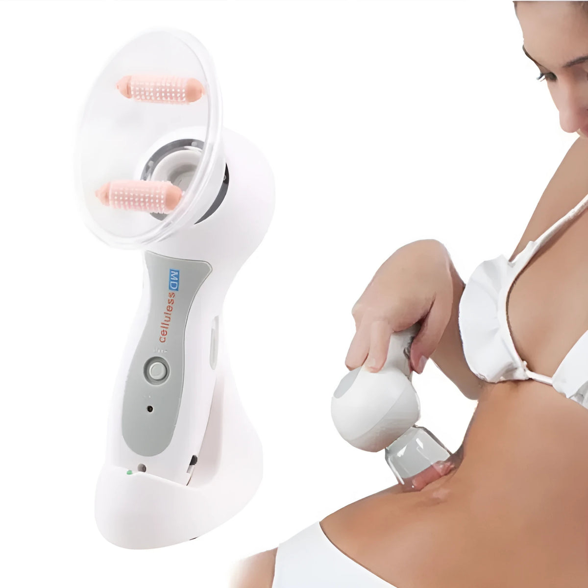 White plastic portable body massage vacuum cans anti cellulite massager device with interchangeable rollers