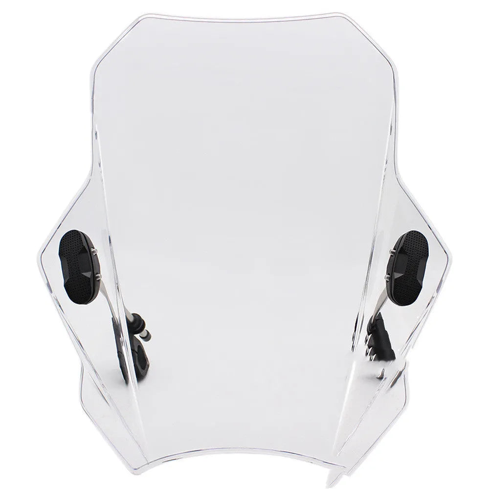 Universal motorcycle windshield deflector screen in ABS plastic for 22mm to 25mm handlebars, Smoke Grey Light Grey or Clear