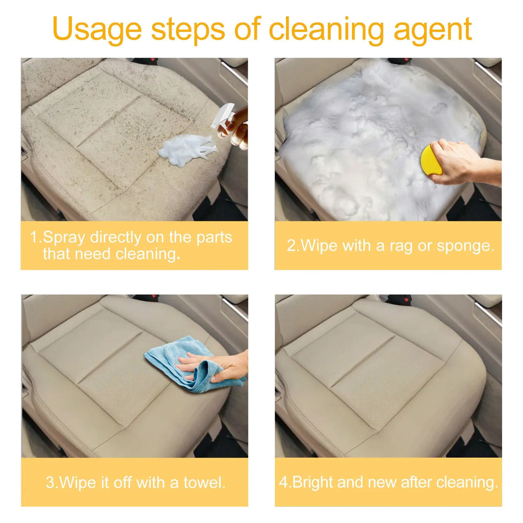 60ml car interior foamed cleaner bottle with applicator sponge in 6x6x11cm packaging