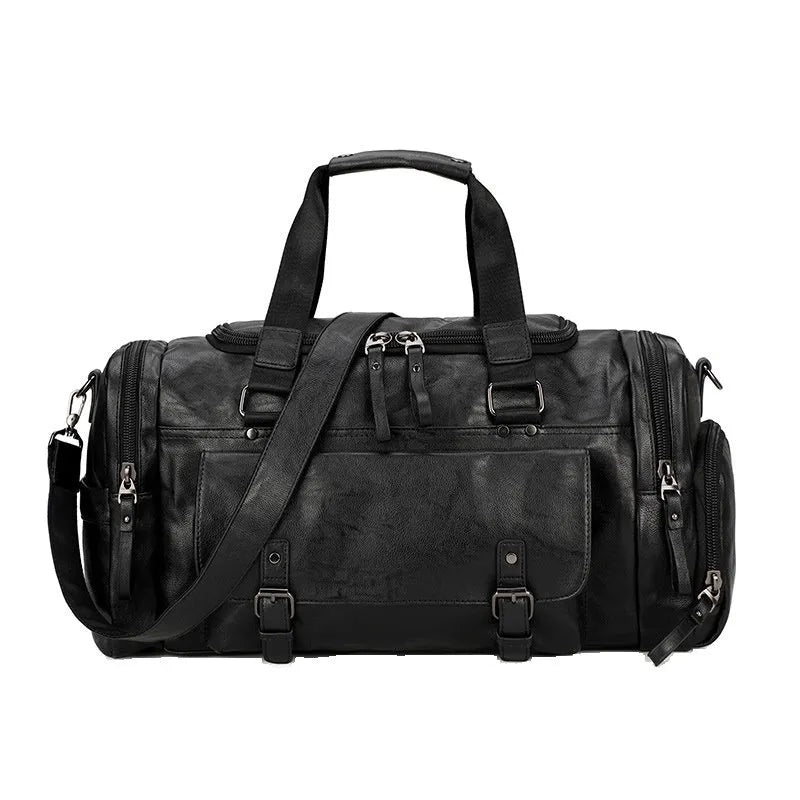 Large black travel shoe bag with dimensions 52cm by 19cm by 27cm.