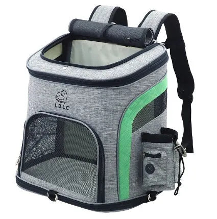 Breathable nylon pet backpack for dogs and cats up to 20 kg available in grey colour with ventilation panel