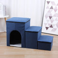 Foldable cloth pet ladder step for dogs and cats, 72 x 33 x 41 cm, in grey, navy blue, or khaki