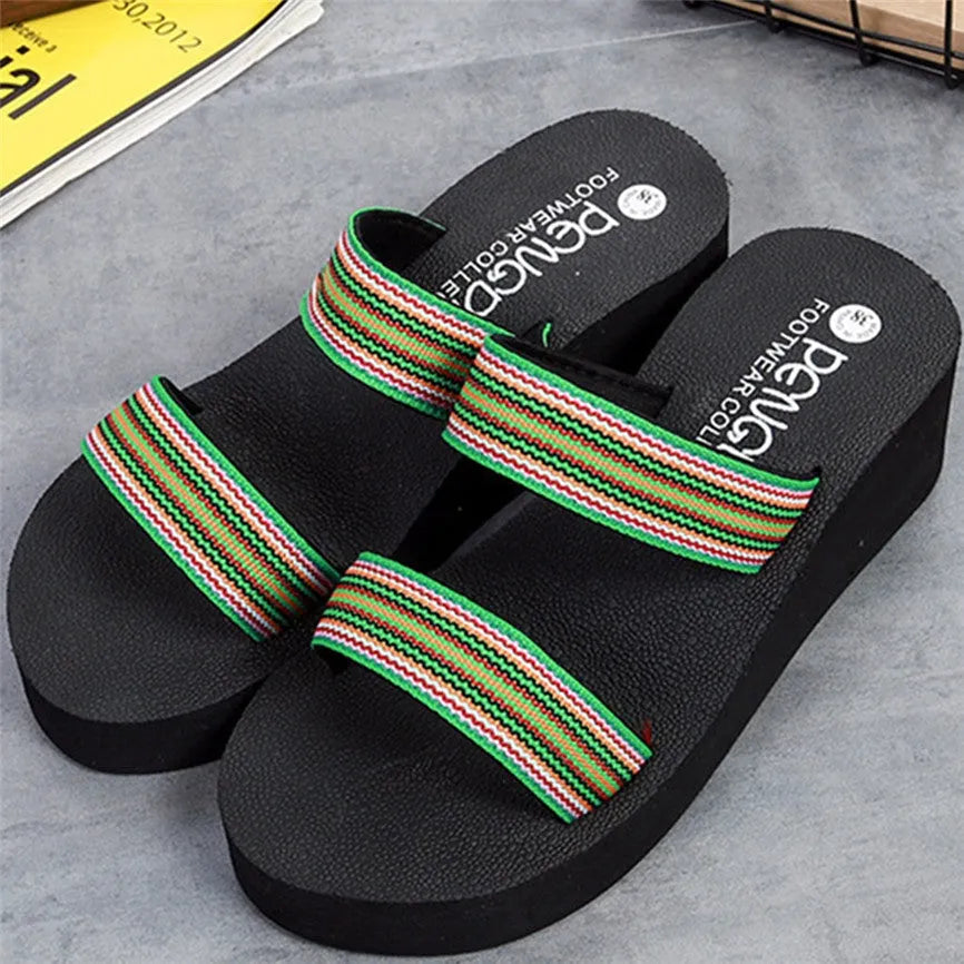 Women's bohemian slippers with heel in brown, green, or red colours