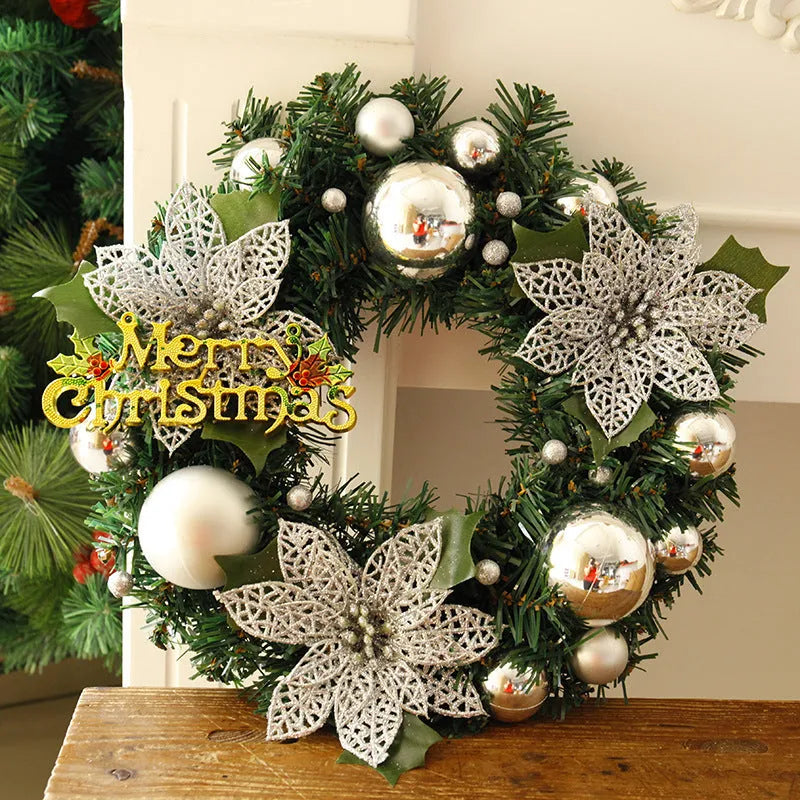 30cm multicolour plastic Christmas wreath in blue gold pink purple red or silver for door wall decoration
