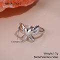 Heart-shaped titanium steel open ring for women in electroplated stainless steel, average size, one pair