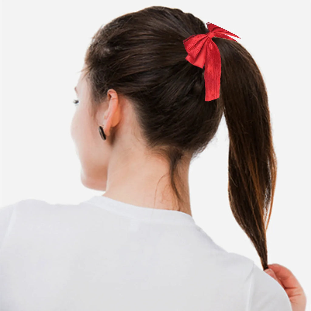 Double layer lace and velvet ribbon bowknot hair band in high elasticity style