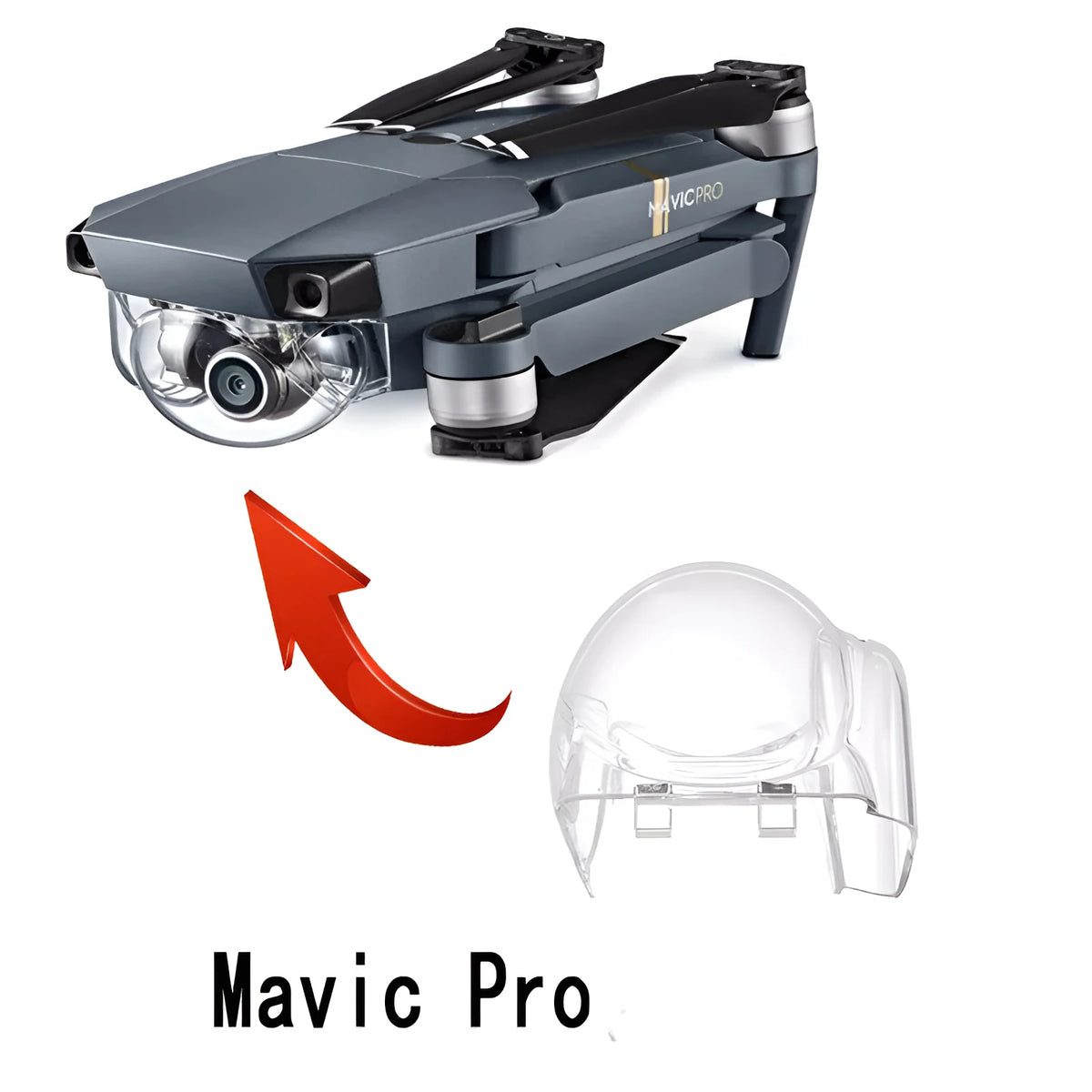 Transparent DJI Mavic gimbal protective cover, 6 x 6 x 8 cm packing size, clear drone camera guard.