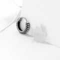 Silver retro twist geometric earrings with stripes pattern, made from titanium steel alloy.