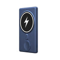 Black three-in-one magnetic wireless charging power bank showing USB port and charging surface.