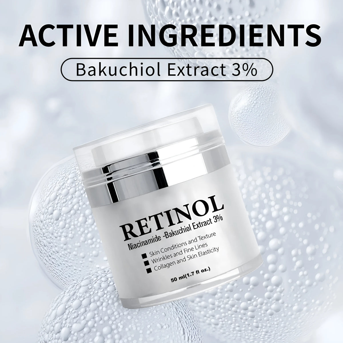 Retinol face cream 50ml for tender skin, whitening, moisturising and anti-wrinkle repair