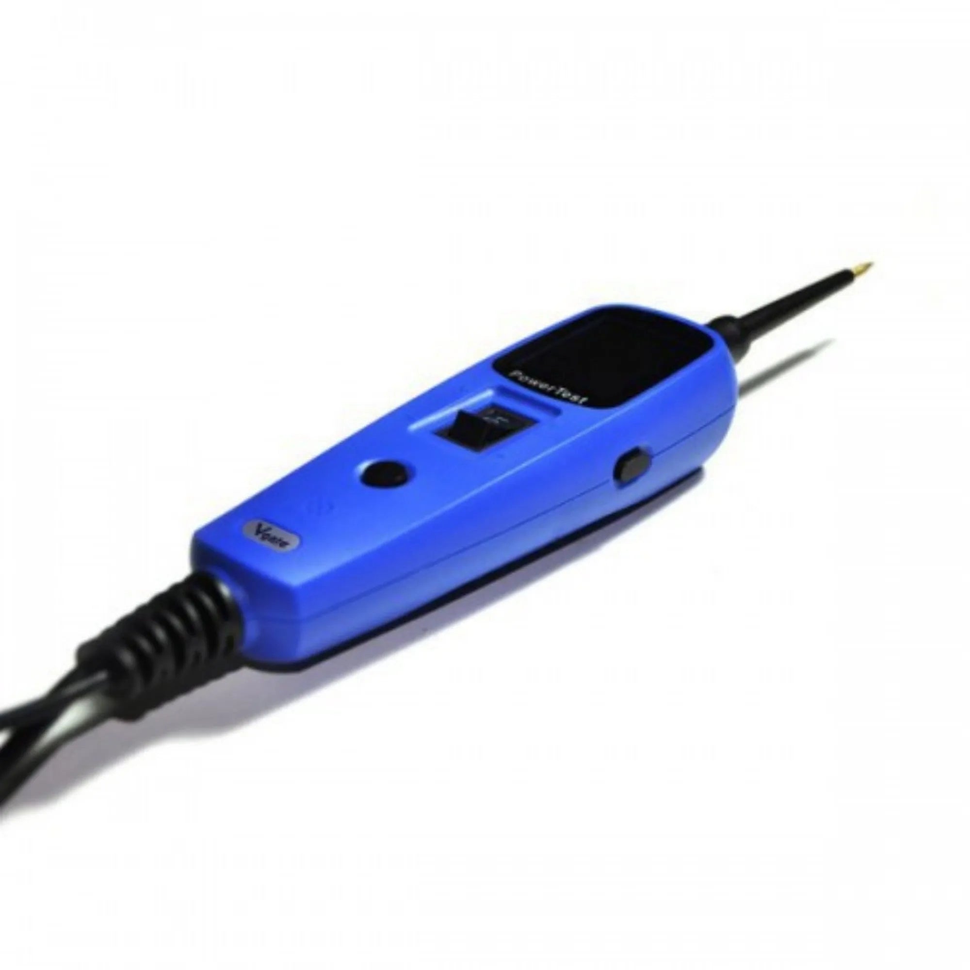 Blue PowerTest PT150 automotive circuit test pen with TFT display, cables, and rugged case for vehicle diagnostics.