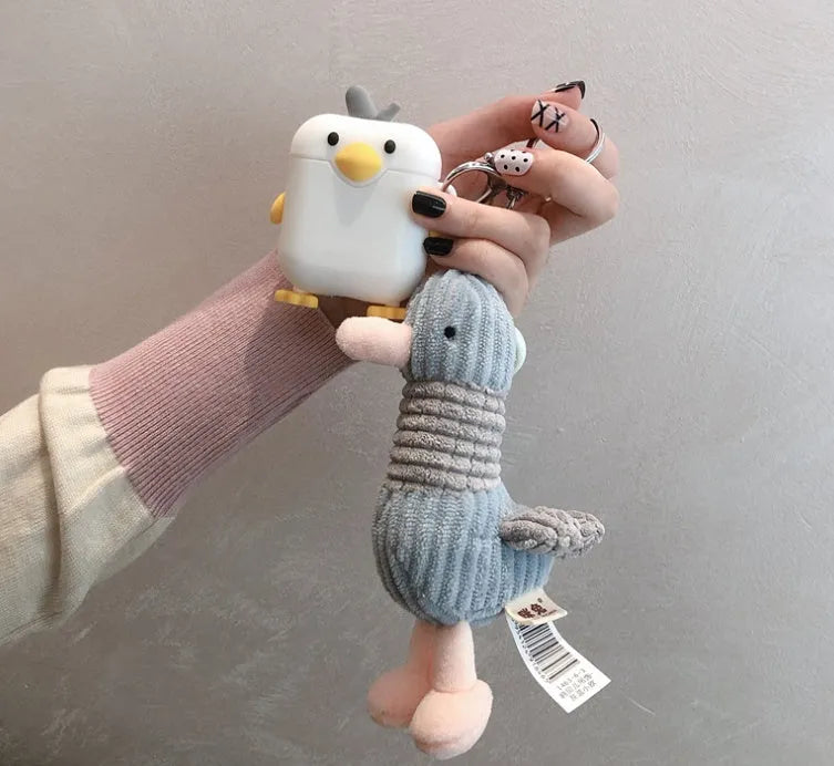 Plush earphone cover for AirPods 1 2 3 with creative doll design in soft fluffy material