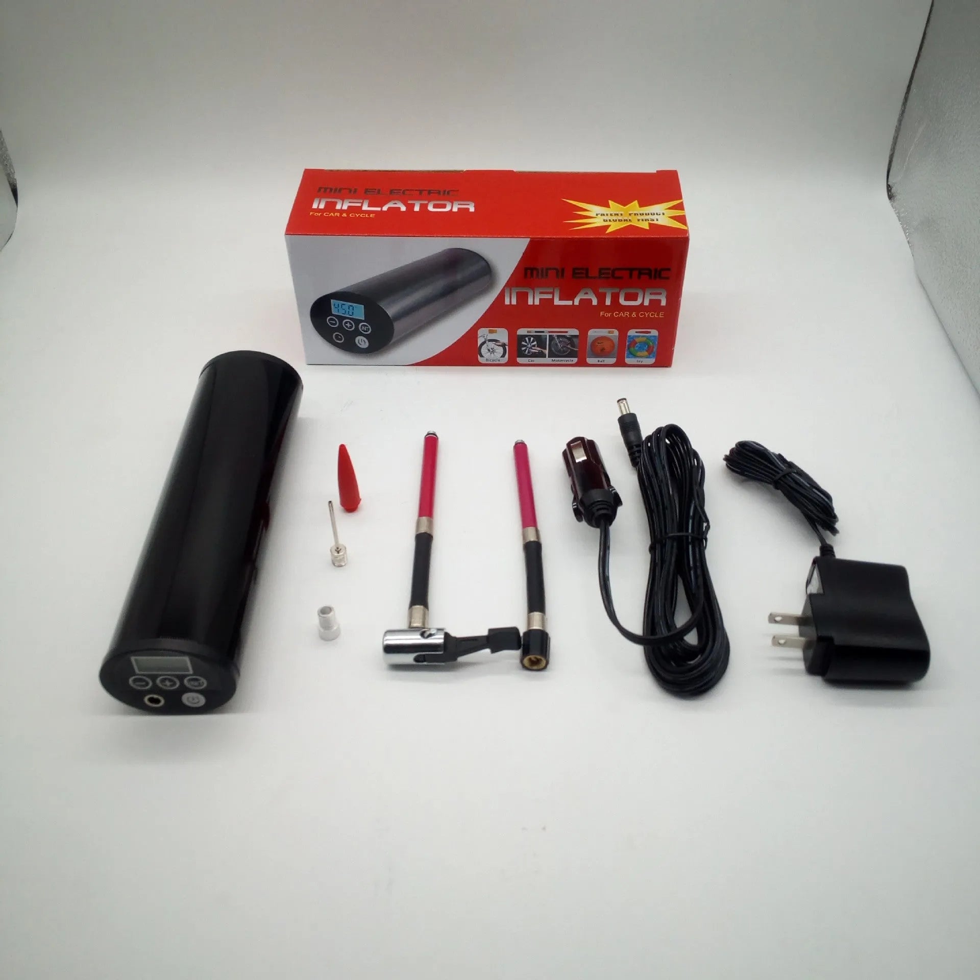 Intelligent digital display inflatable pump cylinder stainless steel housing 150PSI 12V car charger black